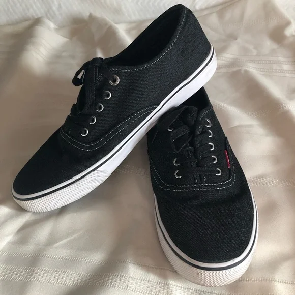 Levi's Comfort Canvas Sneakers Shoes Low Top Black Denim 51751901A Mens 9 - Picture 2 of 15